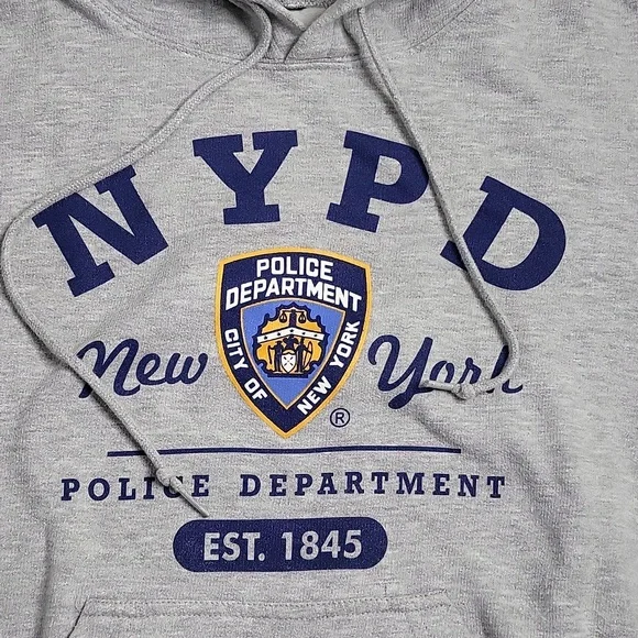 NYPD pullover sweater with hoodie and pockets sz S - Picture 3 of 8